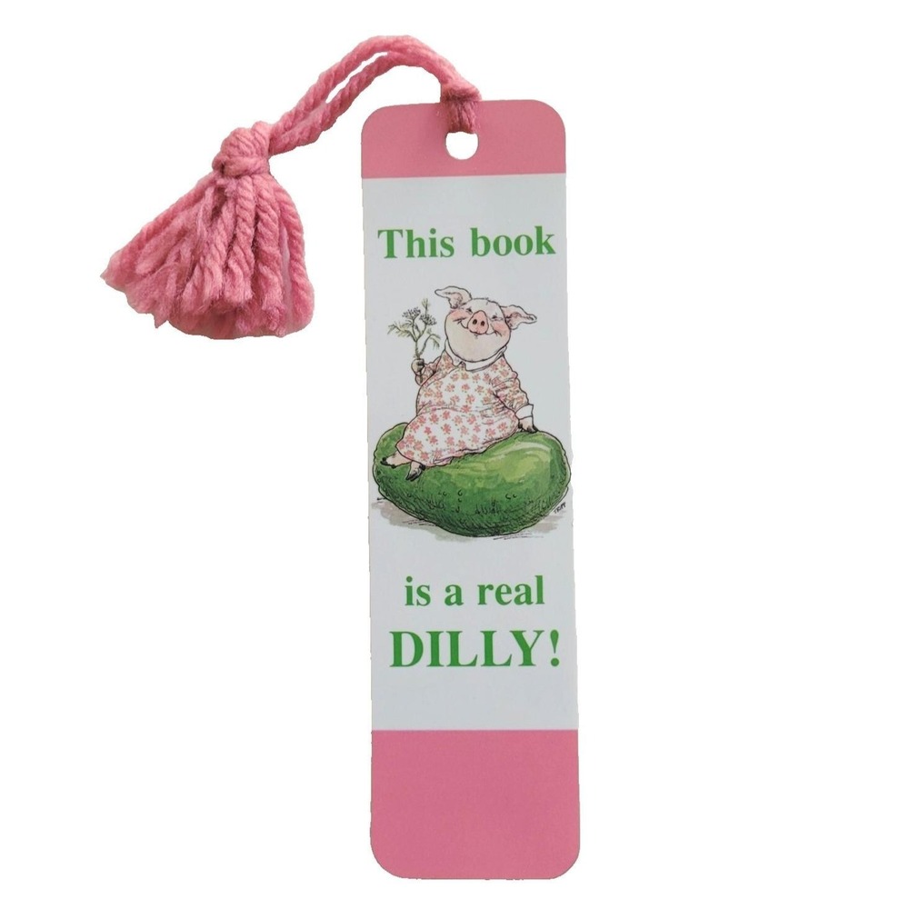 Vintage 90s Wallace Tripp Bookmark, Grig Pig Pickle Dilly Tassel, Antioch H-1469